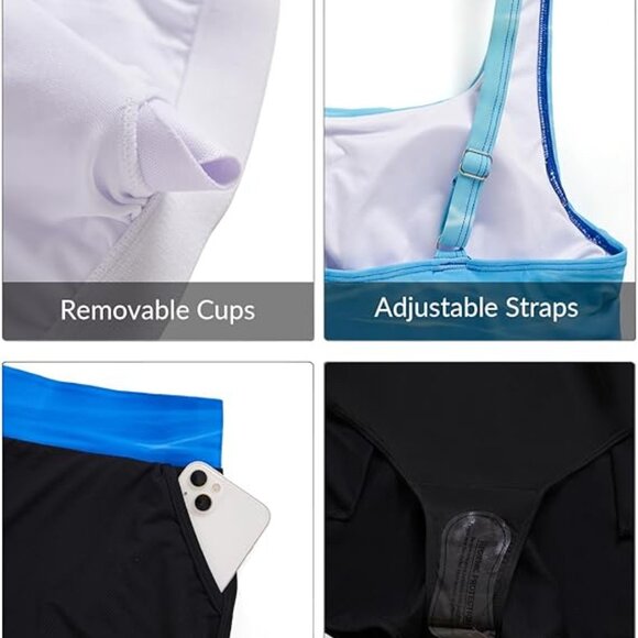 Yonique Tankini Swimsuits with Shorts Blue Size Large - Picture 6 of 8